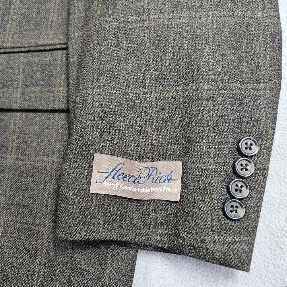 Jos A Bank Blazer Mens 46R Wool Brown Fleece Rich Sportcoat Jacket Windowpane - Picture 4 of 16
